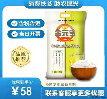 金元宝特选长粒香米10斤/袋（包税包邮）