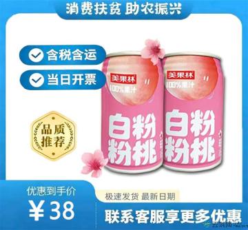 甘肃特产白粉桃果味饮料310ml*6罐（包税包邮）