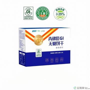 青稞低 GI 无糖饼干288克/盒，获得低 GI 食品认证， 独家 T-FIBER 专利技术，口感浓香酥脆。