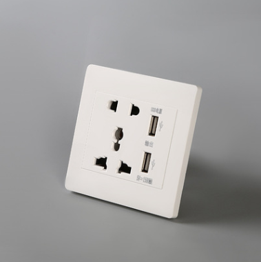 斯立腾/五孔带usb插座 pc材质 白色 86mm 1个 海南区域